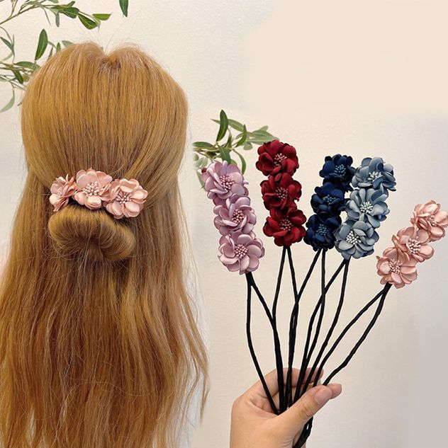 dolcissimoの送料無料 お団子メーカー シニヨンワイヤー レディース ヘアアクセサリー 髪飾り 花 フラワー ヘアアレンジ くるくる巻くだけ簡単 可愛い｜アングル3