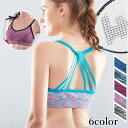 送料無料 スポーツブラ ヨガブラ ノンワイヤーブラ ハーフトップブラ ブラジャー 女性下着 インナー パッド付き バッククロス バックシャン ミックスカラー お...