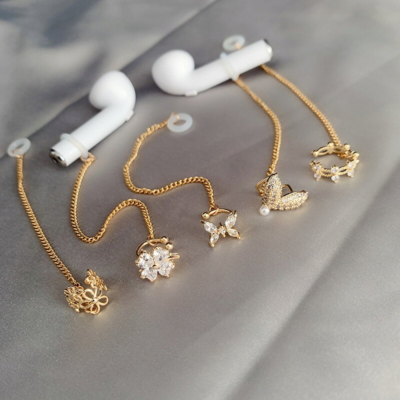 送料無料 イヤホンホルダー イヤーカフ レディース 女性用 アクセサリー 耳飾り ワイヤレスイヤホン AirPods 紛失 落下防止 フェイクパール ラインストーン おしゃれ かわいい kobe-s-10051253 dolcissimo サンプル画像2
