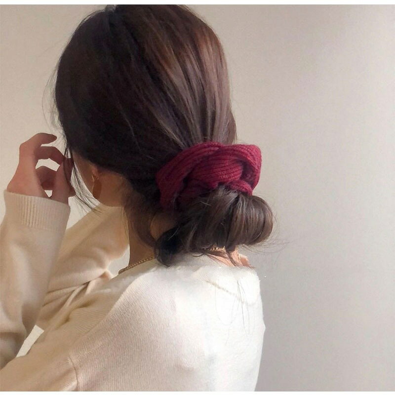 送料無料 シュシュ ヘアゴム ヘアアクセサリー レディース 女性用 ニット 髪留め ...