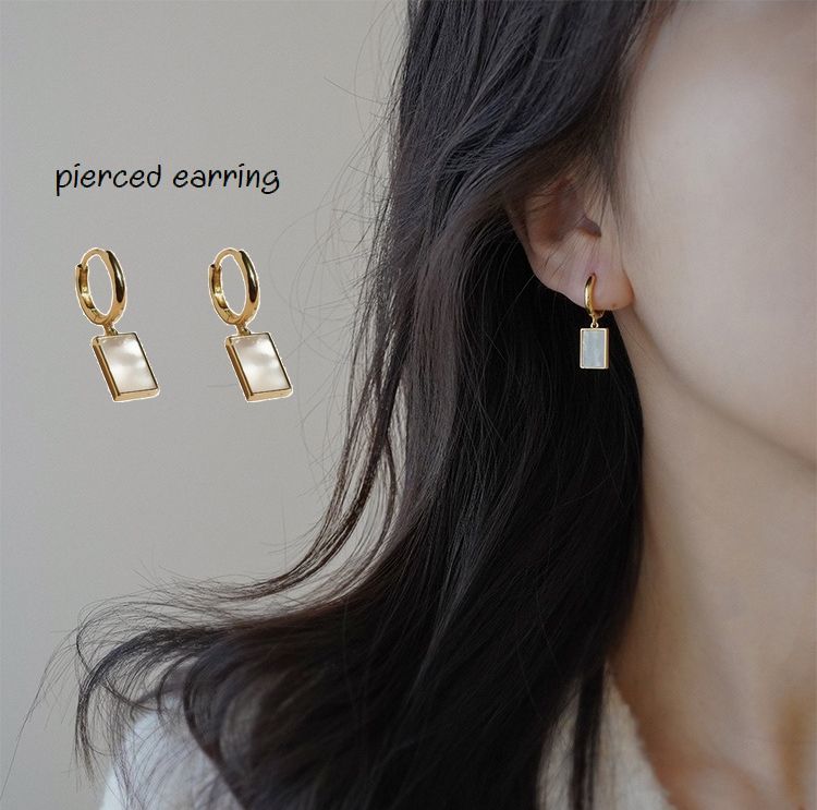 樂天商城 - 送料無料 ピアス レディース 女性 アクセサリー 中折れピアス ゴールドカラー スクエア 四角 シンプル かわいい おしゃれ お出かけ オフィス きれいめ カジュアル