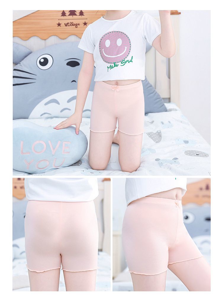 送料無料 オーバーパンツ 子供 キッズ ジュニア 女の子 インナーパンツ ペチパンツ 見せパン スパッツ 薄手 無地 リボン メロウフリル 3