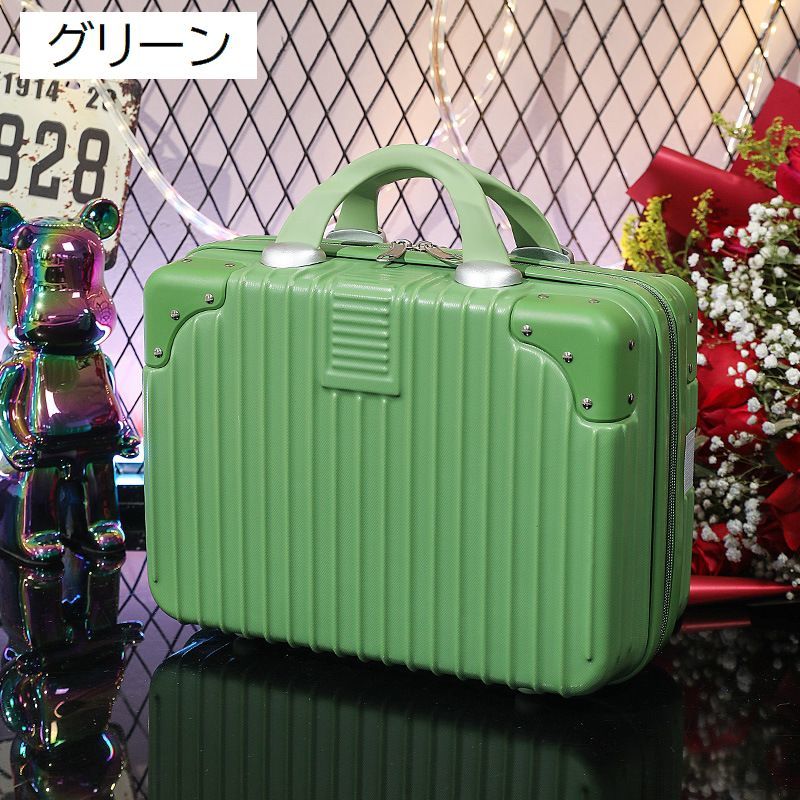 送料無料 ミニトランクケース ミニスーツケース 小型 メイクボックス コスメボックス 鞄 化粧品収納 小物入れ 手提げ ファスナー 四角形 スクエア型 機内持ち込み 旅行用カバン トラベル kobe-s-10060858 dolcissimo サンプル画像3
