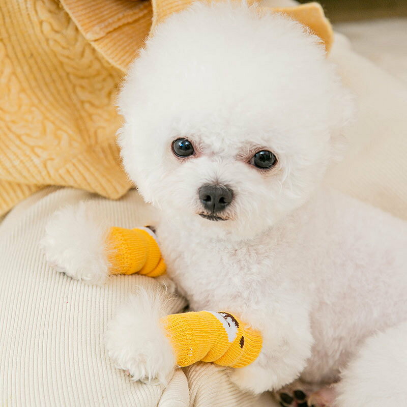 dolcissimoの送料無料 犬用靴下 レッグウォーマー ニット ペット用品 関節保護 カバー 汚れ防止 脱げない ソックス 伸縮 防寒 冷え防止 あったか くつ下 床ずれ防止 介護 老犬 レッグサポーター いぬ イヌ おしゃれ かわいい 小型犬 中型犬 傷舐め防止 床ズレ｜アングル3