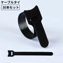 送料無料 結束バンド ケーブルタイ 30本セット 12×100mm 面ファスナー まとめる 束ねる 収納 固定 コード 配線 ブラック 黒