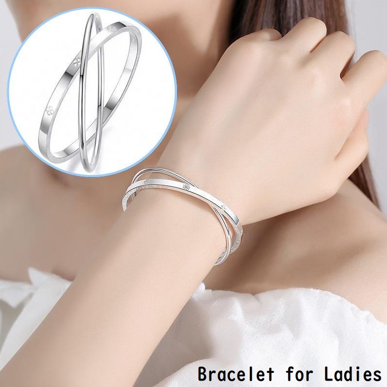 送料無料 ブレスレット レディース アクセサリー 腕輪 ダブルリング 幸運の四つ葉のクローバー おしゃれ プレゼント ギフト 誕生日 母の日