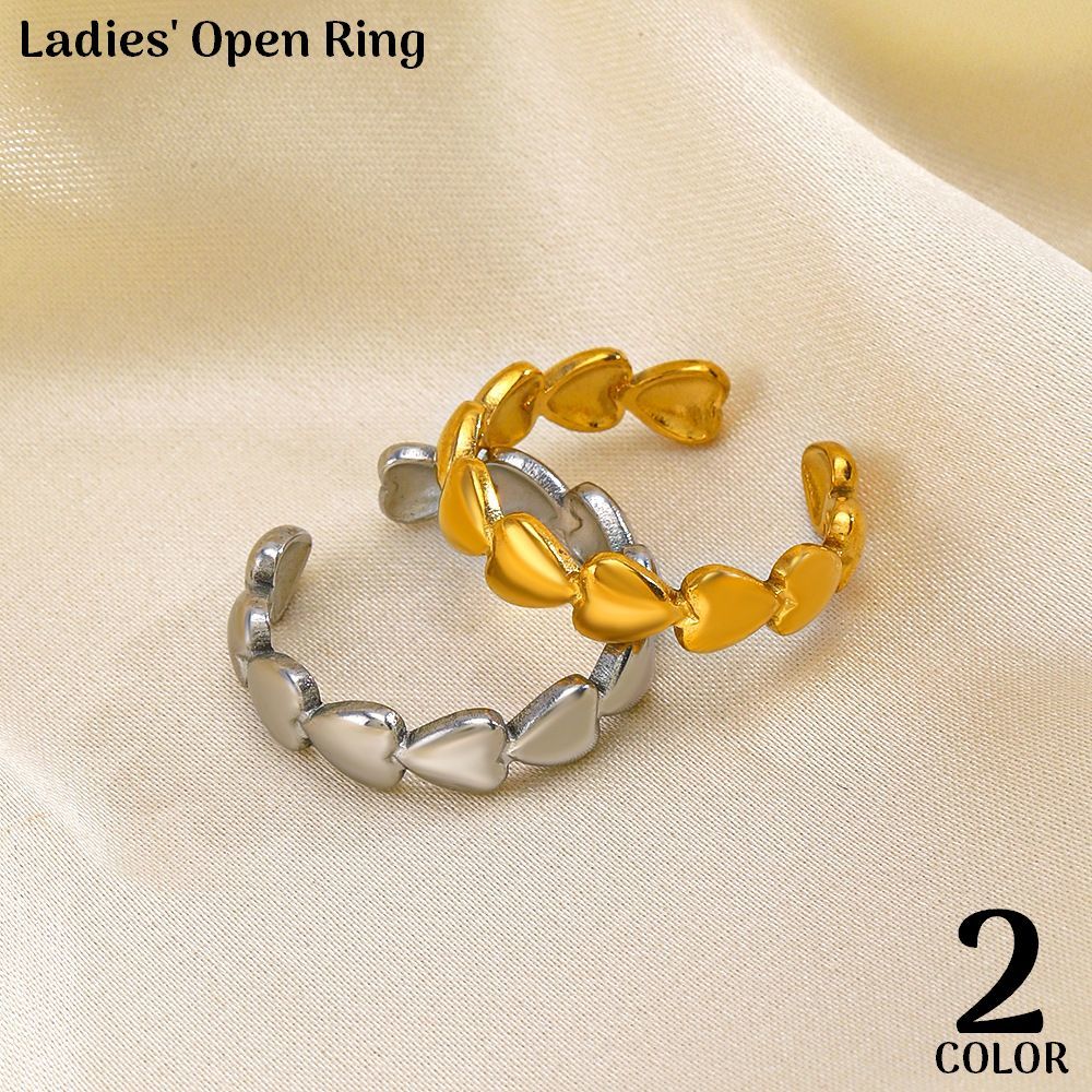 送料無料 指輪 オープンリング レディース アクセサリー ハート ゴールドカラー シルバーカラー かわいい おしゃれ プレゼント ギフト