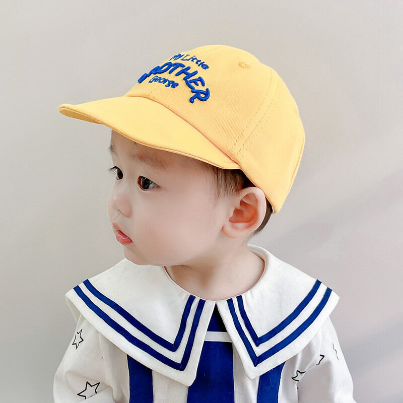送料無料 キャップ 帽子 ベビー帽子 つば付き ベビー 赤ちゃん キッズ 子ども 子供 男の子 女の子 無地 刺繍 ロゴ シンプル おしゃれ カジュアル お出かけ 散歩 UV 紫外線 通園 保育園 幼児 春 夏 秋 サイズ調整 ベルト 面ファスナー 46 48 ボーイ ガール 黒 青 くすみ カラ 3