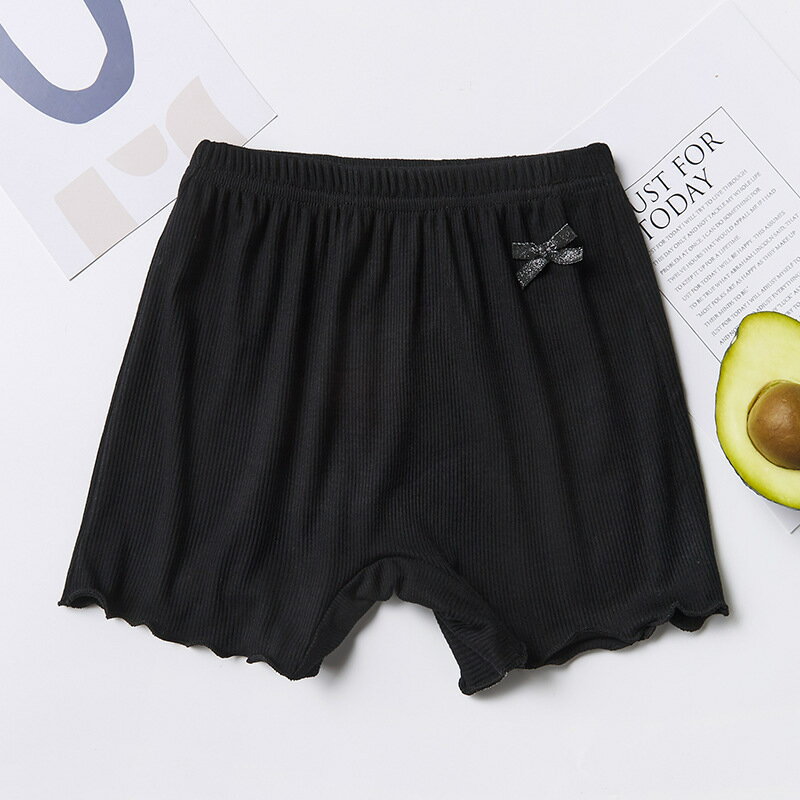送料無料 ペチパンツ キッズ ジュニア レディース 女性 女の子 下着 インナー パンチラ防止 リボン 裾フリル 無地 ピンク ホワイト ブラック ガーリー かわいい キュート カジュアル ポップ 2
