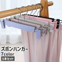 送料無料 物干しハンガー ズボンハンガー 5本セット クリップ付き 滑り止め シンプル スカート ボトムス パンツ 衣類 挟む ハンガー 黒 透明 クリア 青