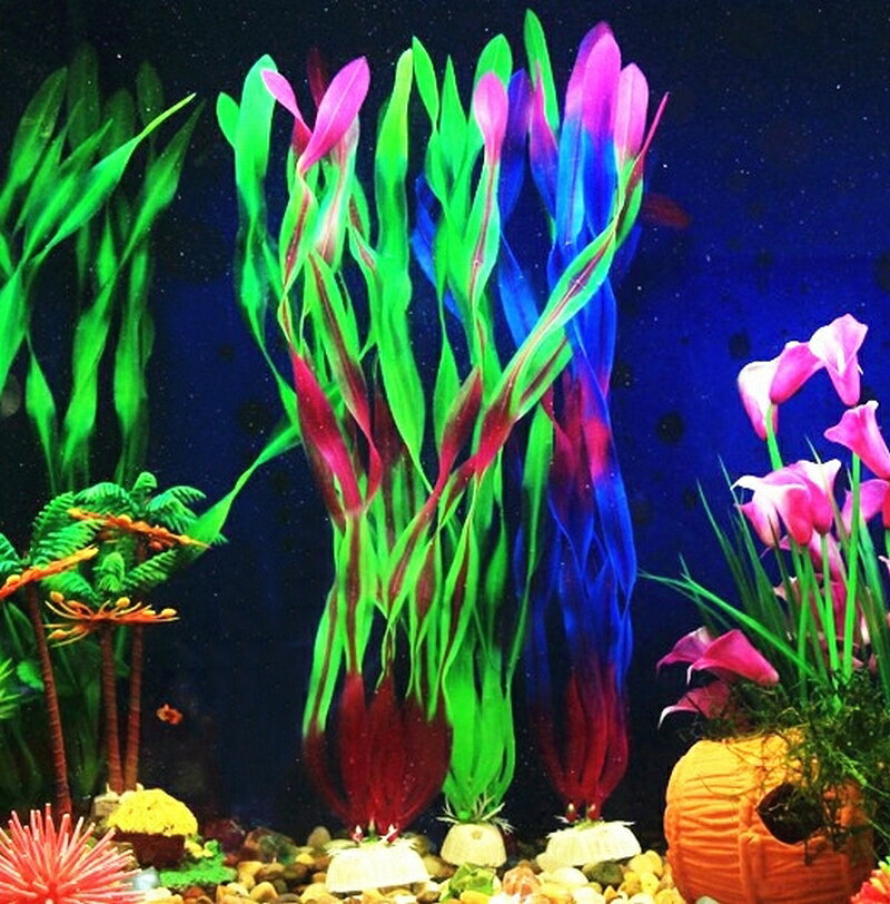 dolcissimoの送料無料 アクアリウム用 人工水草 同色3本セット フェイク ロング 36cm 30cm 水中植物 水草 ペット 水槽 レイアウト用品 グリーン 緑 熱帯魚 海水魚 オブジェ 装飾 内装 観賞魚｜アングル2