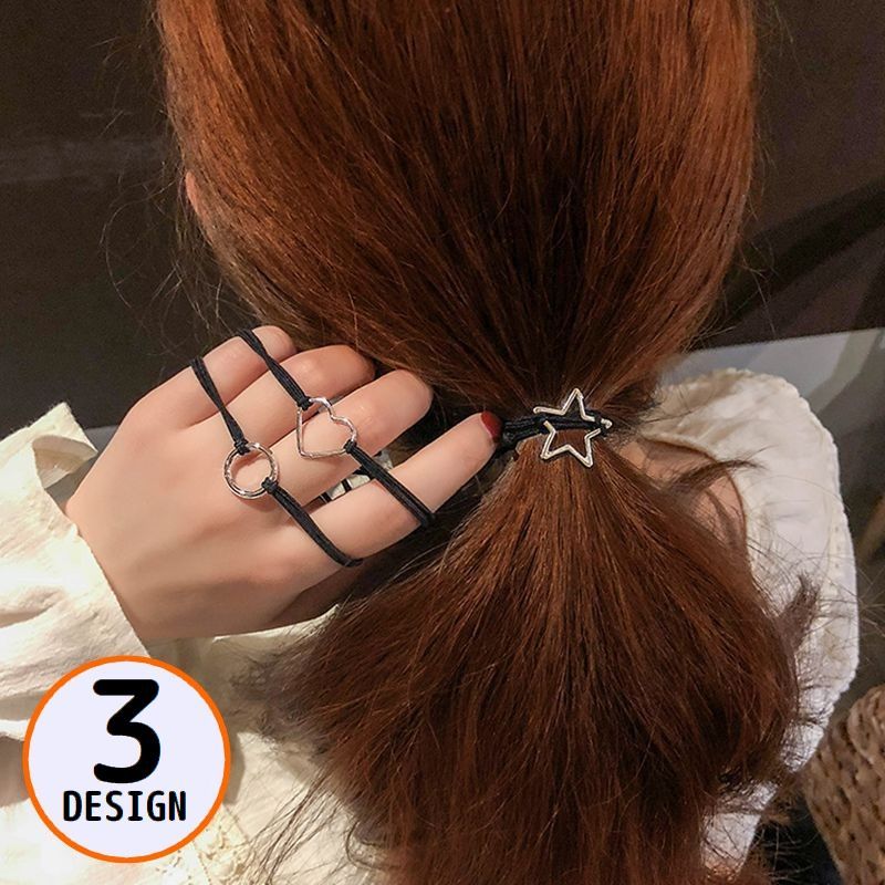 送料無料 ヘアゴム リングゴム レディース 髪飾り 髪留め ヘアアクセサリー ヘアアレンジ まとめ髪 結び目 2重 リング ハート スター 星