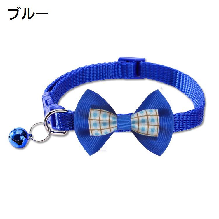 送料無料 首輪 カラー ペット用 犬 猫 小型犬 ワンタッチバックル リボン チェック...