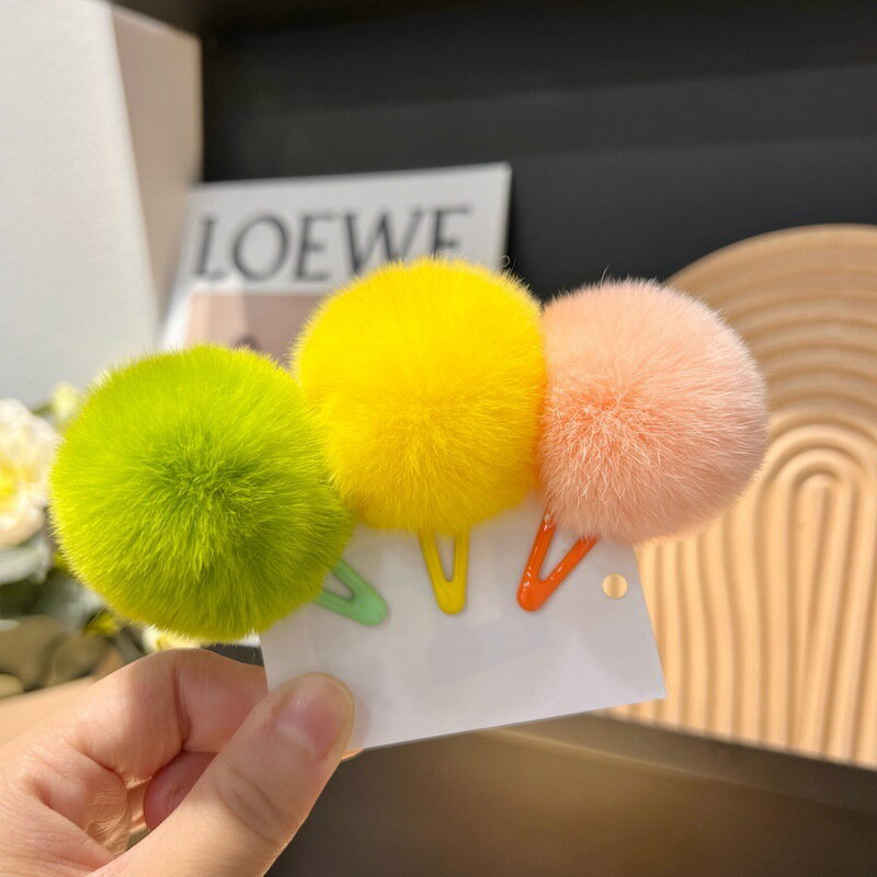 送料無料 パッチンピン キッズ ジュニア ヘアアクセサリー ヘアピン ラビットファー ふわふわ かわいい おしゃれ キュート カラバリ豊富 存在感 女の子 女子 子供用 2