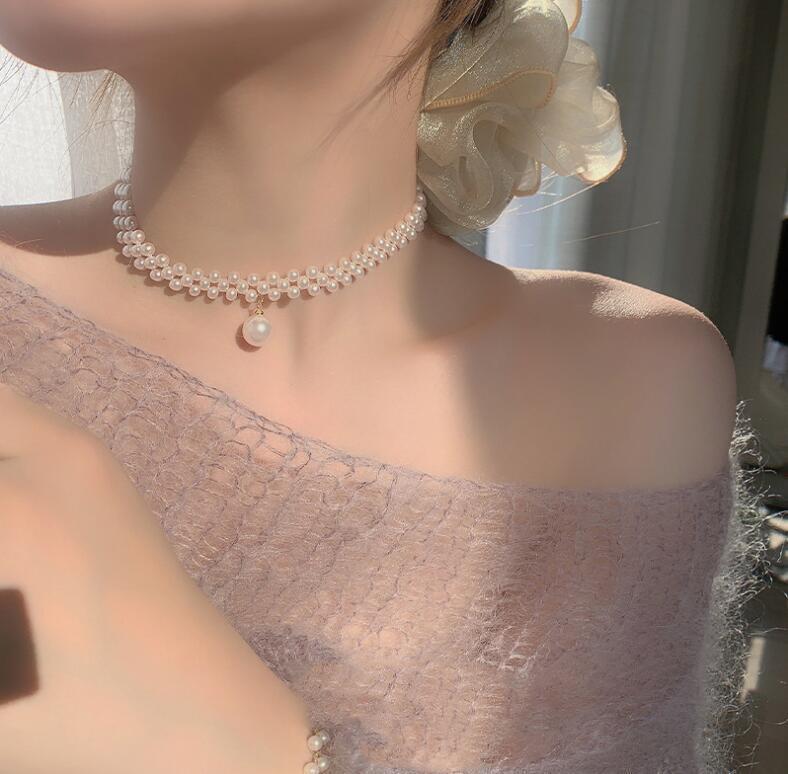 dolcissimoの送料無料 チョーカー ネックレス ペンダント レディース 女性 アクセサリー 首飾り 上品 おしゃれ かわいい フェイク シンプル｜アングル3