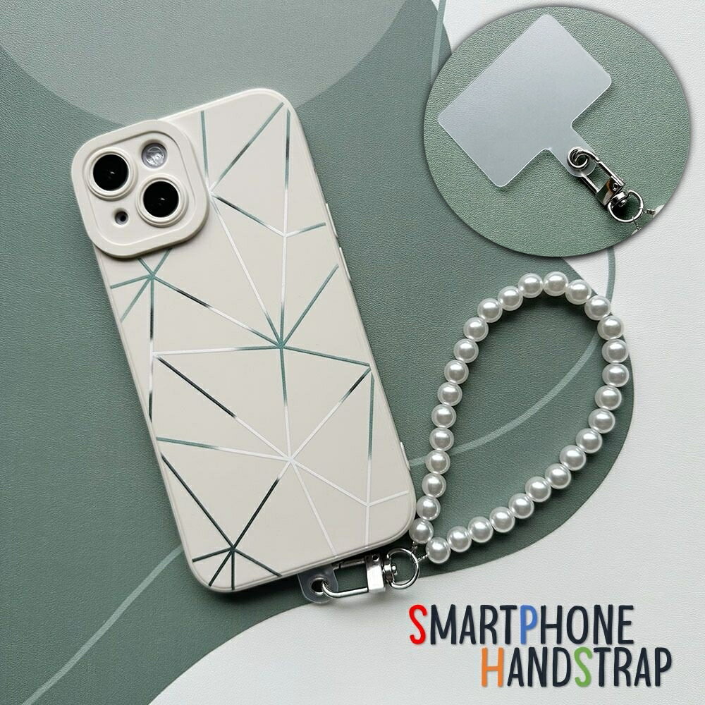 送料無料 スマホストラップ ハンドストラップ スマホホルダー 挟むだけ 手首用 手持ち リストストラップ 落下防止 紛失対策 フェイクパール おしゃれ かわいい フェミニン キュート プレート付き