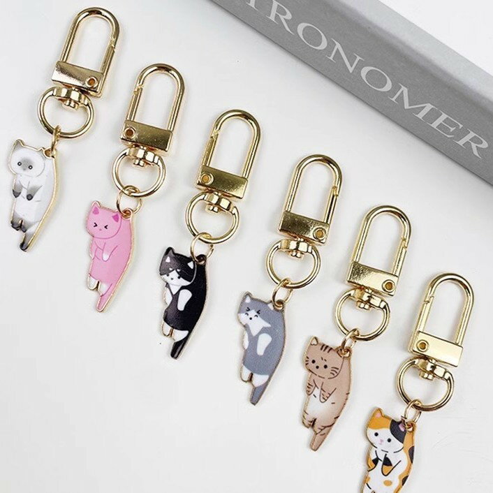 送料無料 キーホルダー キーリング バッグチャーム 猫 ネコ キャット 吊り下げ カラビナ付き かわいい 可愛い プレゼント ギフト 景品