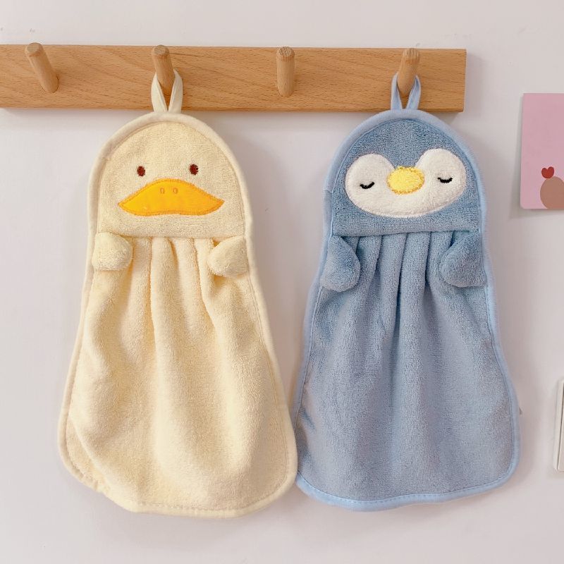 送料無料 ループ付きタオル タオル ハンドタオル ペンギン アヒル お手拭き 手洗い...