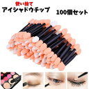 送料無料 アイシャドウチップ 使い捨て 100個セット メイク用品 メイクブラシ チップ 持ち運び メイクアップ アイメイク 携帯用 大容量