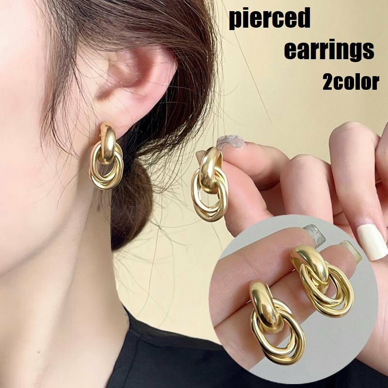送料無料 ピアス レディース 女性 婦人 アクセサリー 耳飾り リング 輪っか かわいい おしゃれ 上品 大人女子 ギフト プレゼント ゴールドカラー