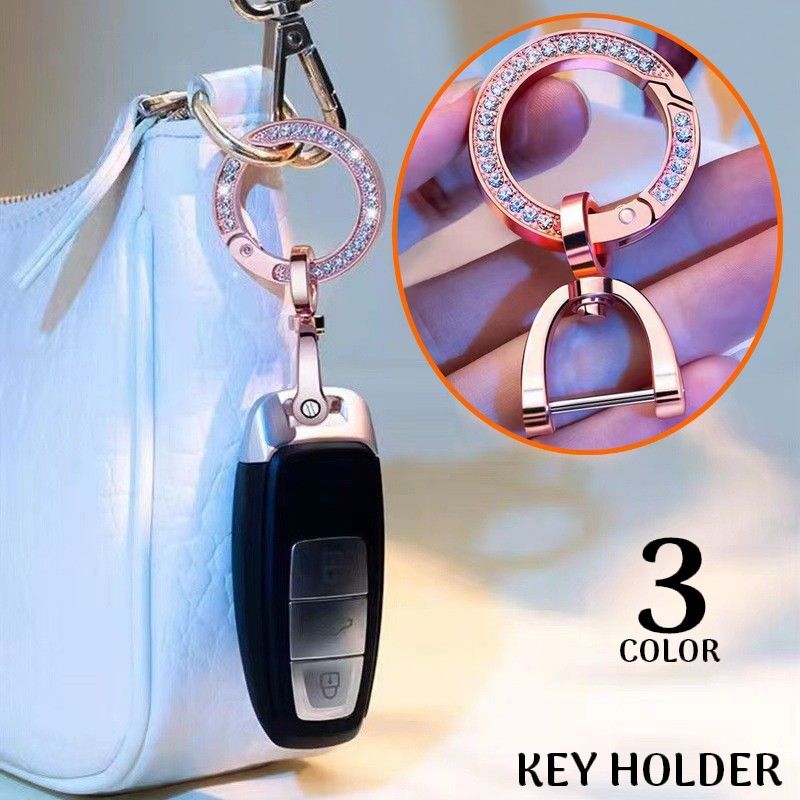 送料無料 キーホルダー キーリング カラビナフック Dリング ラインストーン バッグチャーム スマートキー 鍵 車 バイク 自転車 紛失防止