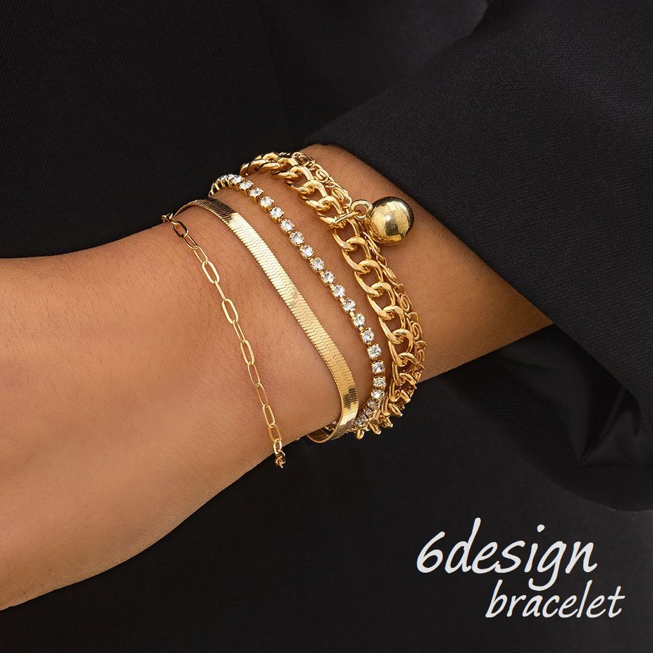 送料無料 ブレスレット レディース アクセサリー 重ね付け風 チェーン コイン風 ラインストーン ボール おしゃれ カジュアル 星 スネークチェーン ギフト プ...