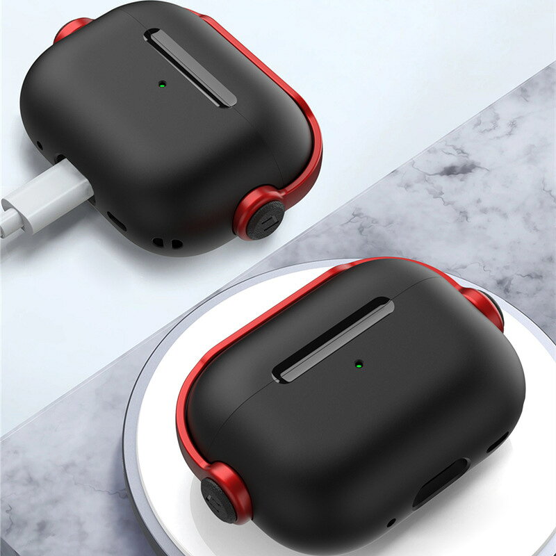 送料無料 AirPodsPro用 ケース カバー シリコン 耐衝撃 イヤホン収納 キズ防止 保護 スマホスタンド ストラップ 丸型カラビナ kobe-s-10140255 dolcissimo サンプル画像2