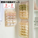 送料無料 壁掛け収納ポケット ウォールポケット 収納用品 吊り下げ収納 クローゼット収納 メッシュ 下着 ブラジャー パンツ 靴下 ネクタイ 小物 大容量 整理 ピンク グレー