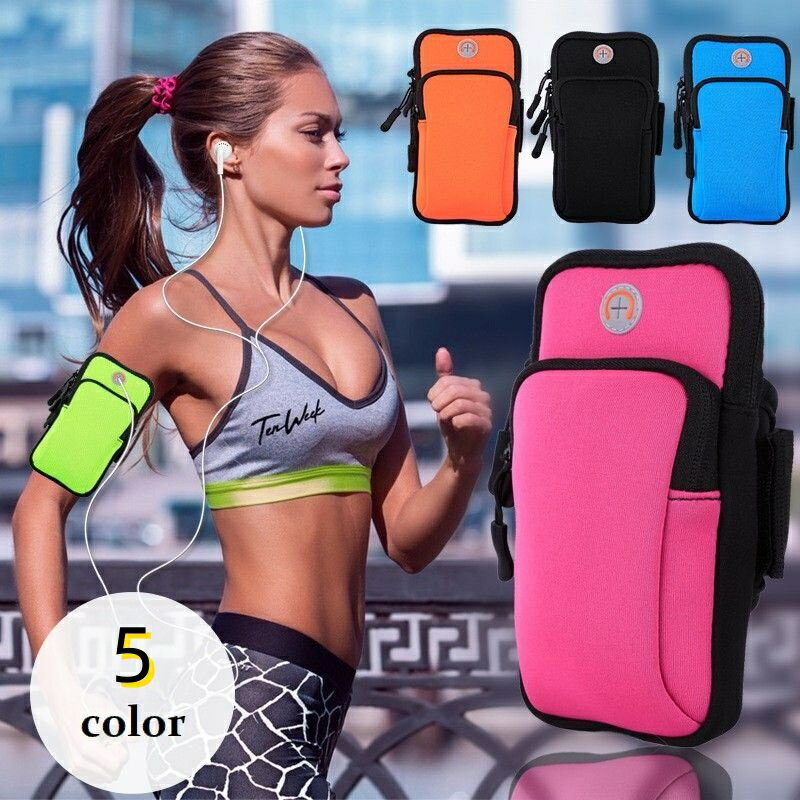 送料無料 アームポーチ アームバンド スマホバンド ランニング イヤホン穴付き ファスナー レディース メンズ 男女兼用 ウォーキング マラソン 運動 アームバ...