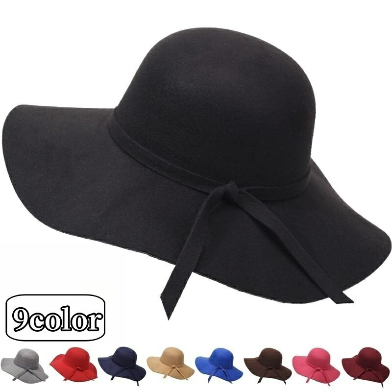 送料無料 女優帽 つば広帽子 ハット 帽子 レディース 女性 リボン ファッション雑貨 大きめ シンプル おしゃれ 日焼け防止 日よけ UV対策 上品 お出かけ お散歩 婦人