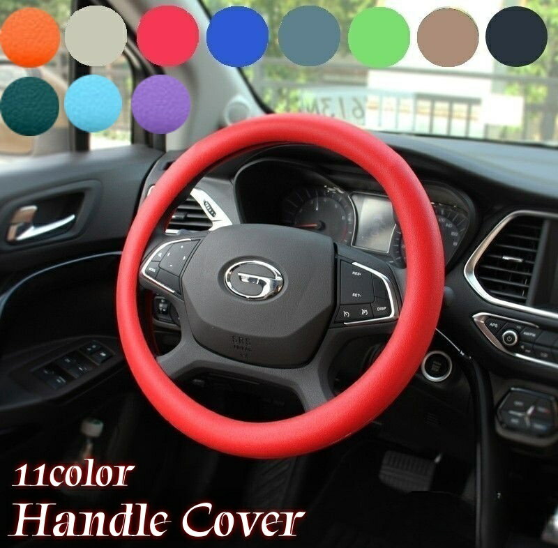 送料無料 ハンドルカバー 36cm 車用品 内装 ステアリングカバー 車用 軽自動車 シンプル かっこいい おしゃれ シリコン 黒