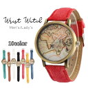 送料無料 腕時計 リストウォッチ メンズ レディース 女性 男性 ユニセックス アナログ ヴィンテージ風 レトロ 世界地図 飛行機 ゴールドカラー キャンバス ...