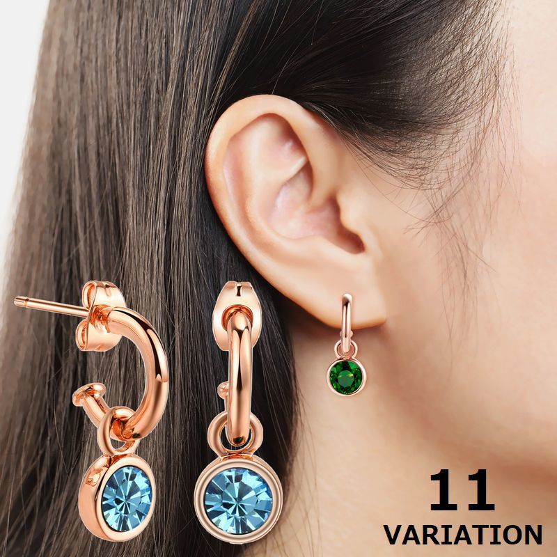 送料無料 ピアス ハーフフープピアス レディース アクセサリー 揺れる 上品 きれいめ ラインストーン ビジュー ハーフリング プレゼント