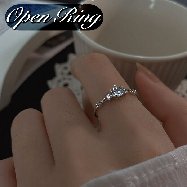 送料無料 オープンリング 指輪 レディース 女性 アクセサリー ラインストーン シルバーカラー 上品 きれいめ お洒落 大人可愛い お出かけ 普段使い デイリー...