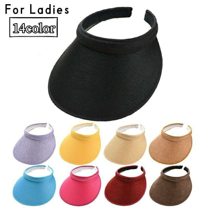 送料無料 サンバイザー 帽子 レディース 女性 婦人 日除け 日焼け防止 無地 単色 スポーツ ゴルフ ランニング ジョギング カジュアル シンプル お洒落 便利