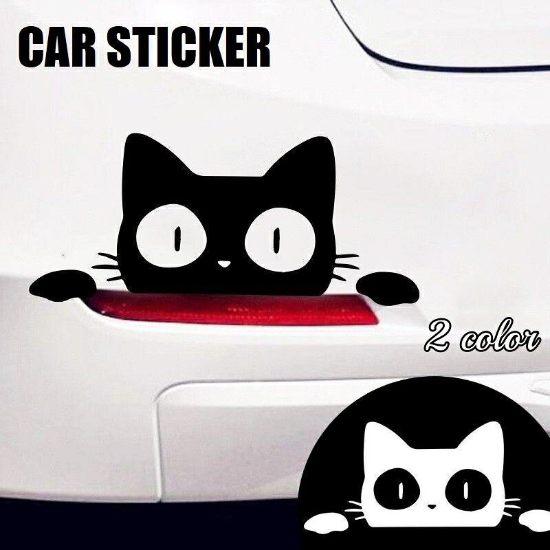 送料無料 カーステッカー 車 バイク ボディステッカー 猫 キャット カーデコ 外装 シール 可愛い 黒ネコ 白ねこ カー用品