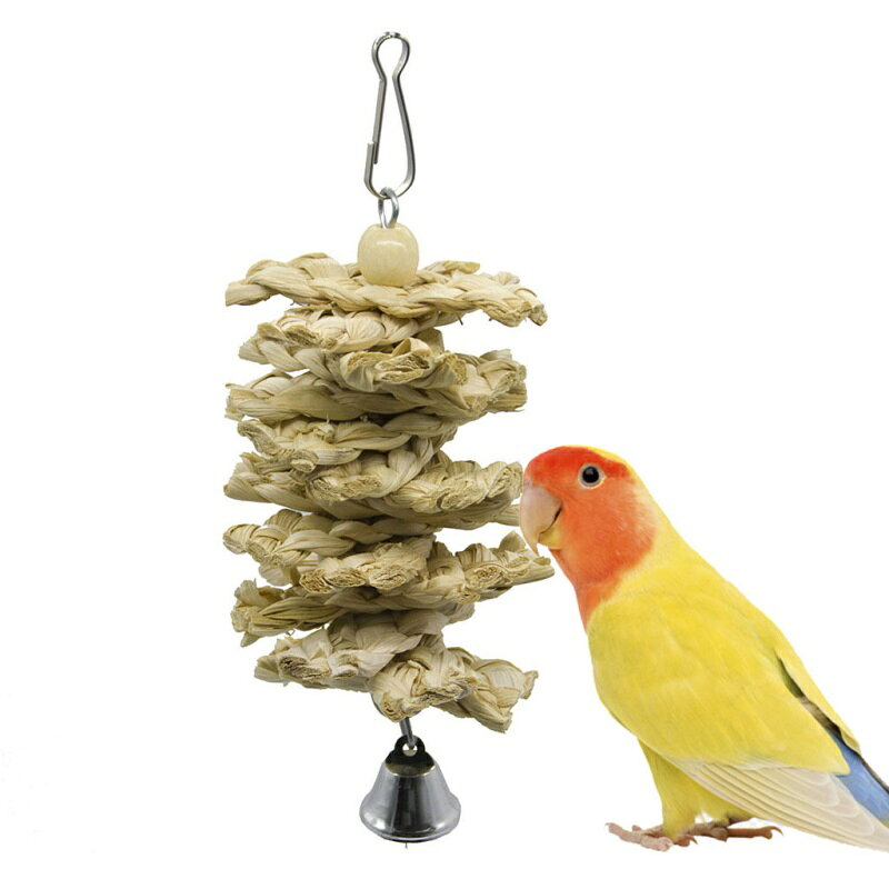 鳥用 おもちゃ 2点セット かじりおもちゃ 木製ブランコ 止まり木 吊り下げ 鈴付き ...