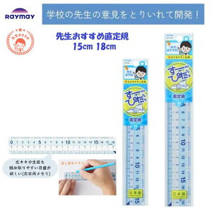先生おすすめ直定規 15cm 18cm 方眼罫 左右両メモリ 柔軟 ズレない すべりどめ 小学生 レイメイ藤井 APJ93/APJ136