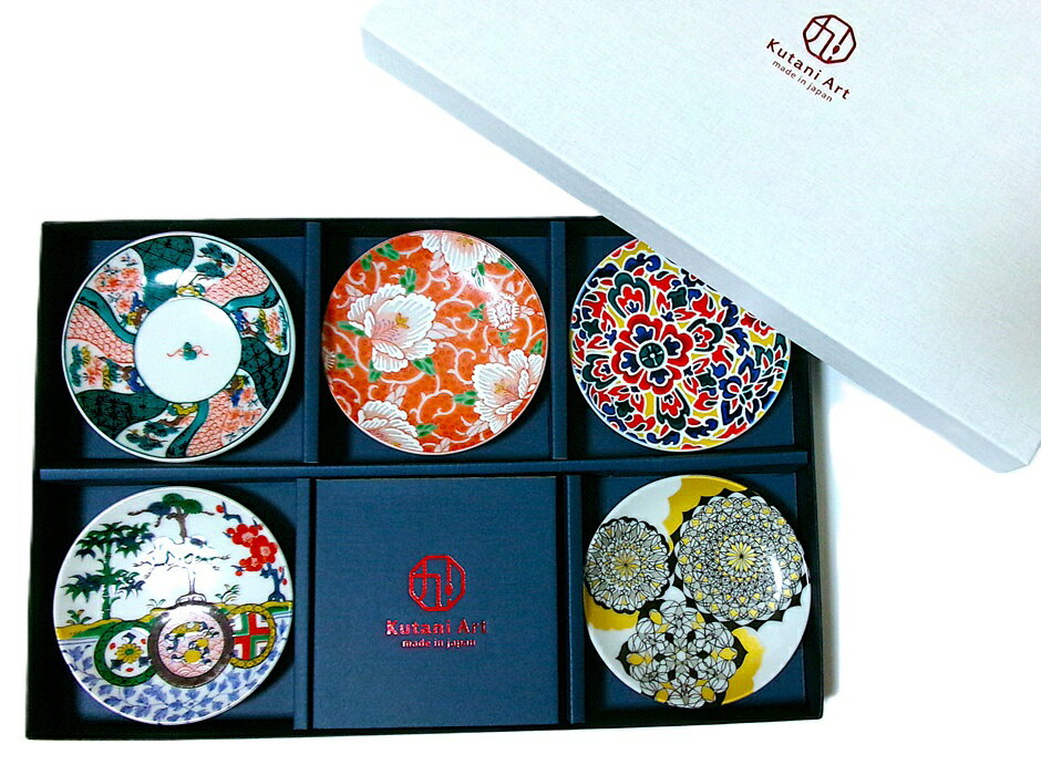 Rakuten - 九谷焼 九谷アート小皿 / Kutani Art　5種セット【食器セット　プレゼント　きれい　おしゃれ　小皿】【御結婚・新築・還暦御祝・ギフト包装可能】