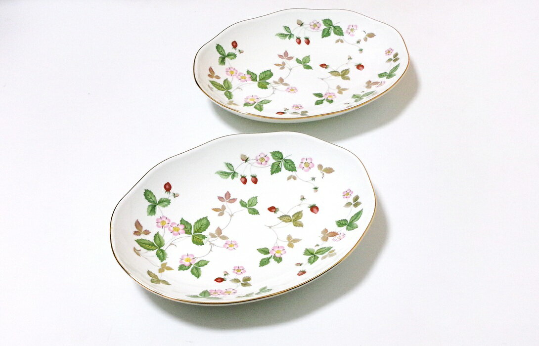 樂天商城 - ウェッジウッドWEDGWOOD　ワイルド ストロベリー オーバルディッシュ　ペア【楕円皿　オーバル皿　ブランドのお皿】【御結婚御祝・新築・還暦御祝・内祝・御祝・ギフト包装可能】