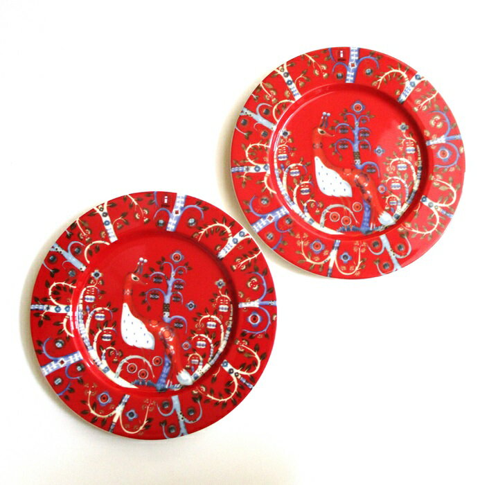 ブランドロゴ入りボックス付属 イッタラiittala タイカTAIKA 22センチプレート2枚セット（レッド）【御結婚・内祝・新築・還暦御祝・熨斗・ギフト包装可能】