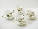 ウェッジウッドWEDGWOOD ワイルドストロべリー ティーカップ&ソーサー リー(兼用カップ&ソーサー) 4客セット【御結婚御祝・内祝・新築御祝・還暦御祝・御...