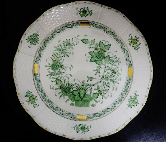乐天商城 - ヘレンド (HEREND) FV インドの華グリーン プレート 25cm 524