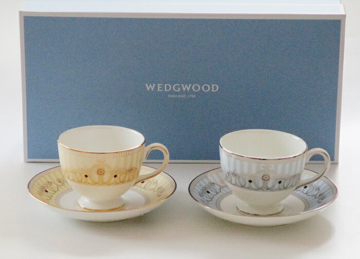 ウエッジウッドWEDGWOOD　アレクサンドラ・アレクサンドラシャンパン　ペア　カップ＆ソーサー　リー（ペアブランドボックス付き）【ブランド食器】【御結婚御祝・内祝・新築御祝・還暦御祝・御礼・寿・ギフト包装可能】