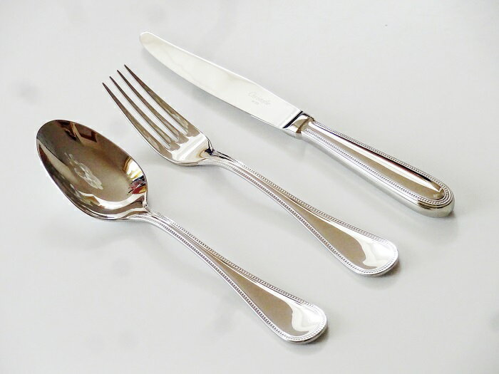 クリストフル(Christofle) パール2　PERLES2 テーブルフォーク、ナイフ、スプーン 3点セット（ステンレス）のサムネイル