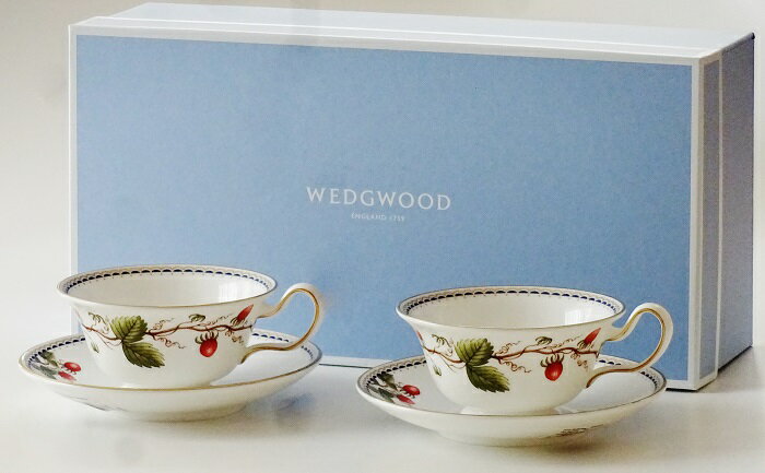 ウェッジウッド ティーカップ ウエッジウッドWEDGWOOD ワイルドストロベリー アーカイブ ティーカップ＆ソーサー ピオニー　ペア【御結婚御祝・内祝・新築御祝・還暦御祝・御礼・寿・ギフト包装可能】