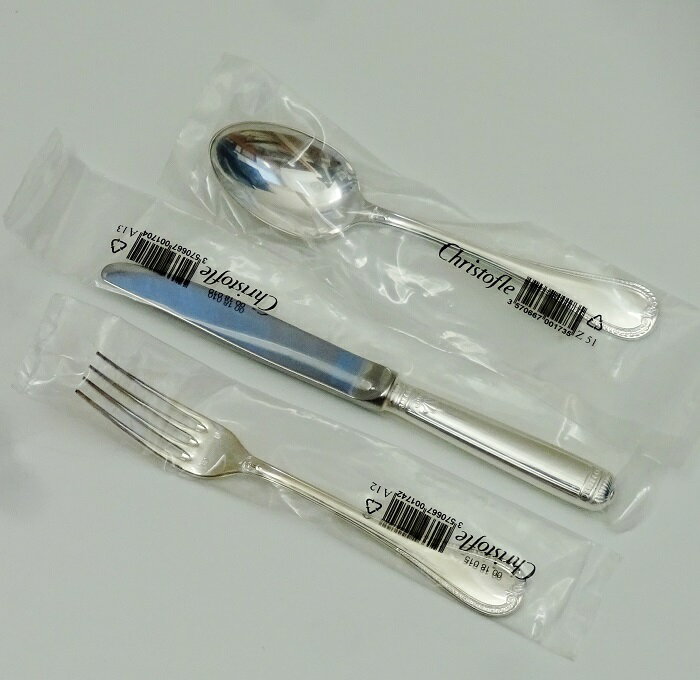 クリストフル(Christofle)　マルメゾンMALMAISON　スタンダードフォーク、スタンダードナイフ、スタンダードスプーン　3点セット