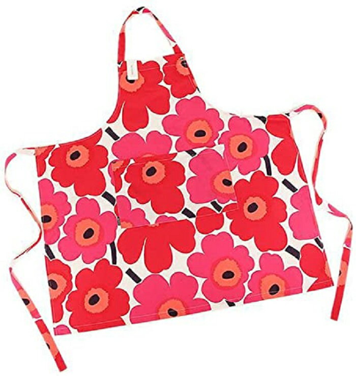 マリメッコ　エプロン マリメッコmarimekko 64161-001 UNIKKO ウニッコ エプロン ホワイト×レッド【御結婚御祝・内祝・新築御祝・還暦御祝・御礼・寿・ギフト包装可能】