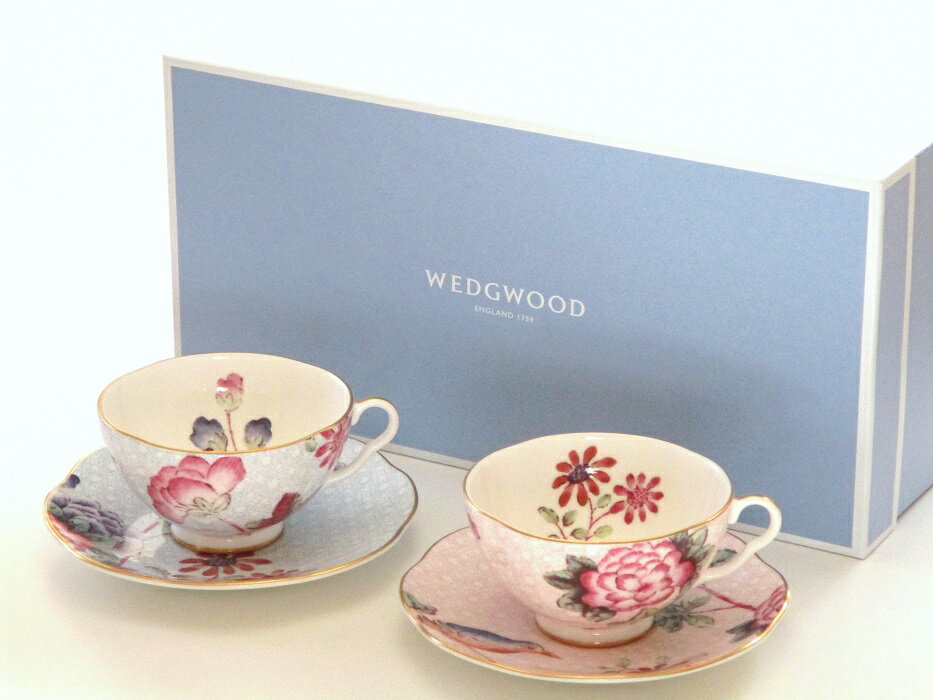 ウェッジウッドのティーカップ＆ソーサーペア 送料無料　ウェッジウッドWEDGWOOD　ハーレクインカッコー　ティーカップ＆ソーサーペア　（ピンク、ブルー）【御結婚御祝・内祝・新築御祝・還暦御祝・御礼・寿・ギフト包装可能】