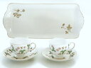 ウェッジウッドWEDGWOOD ワイルドストロベリー ペアティーカップ&ソーサー+トレーセット(ブランドボックス付き)【御結婚御祝・内祝・新築御祝・還暦御祝・御...